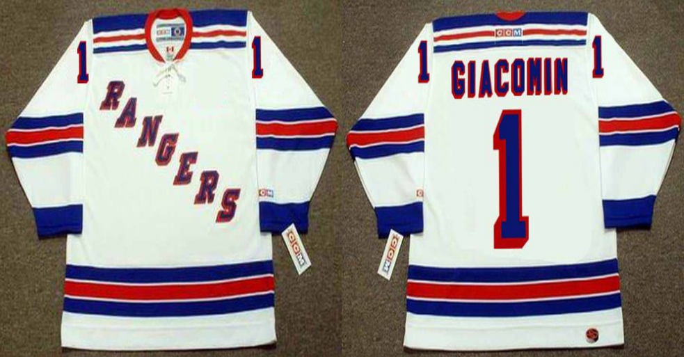 2019 Men New York Rangers #1 Giacomin white CCM NHL jerseys